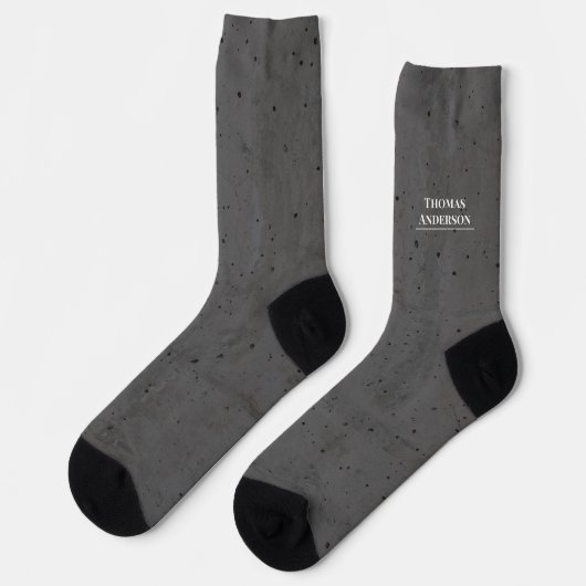 Modern Beton Weiß und Dunkelgrau Socken (Linkes Detail)