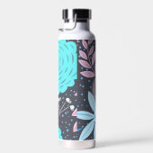 Modern Big Blue Blume Muster Pink Monogram Trinkflasche (Rechts)