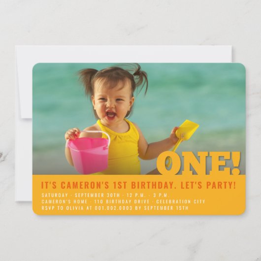 Modern Big One Fun Baby Girl oder Boy First Birthd Einladung (Vorderseite)