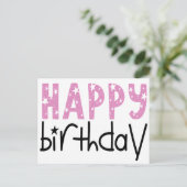Modern Big Typografy Pink Glitzer Happy Birthday Postkarte (Stehend Vorderseite)