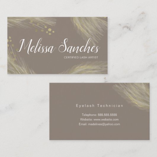 Modern Bio Pampas Natural Gold Visitenkarte (Vorne/Hinten)