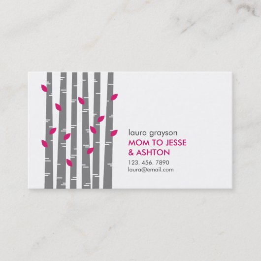 Modern Birch Mommy Calling Card Telefonnummerkarte (Vorderseite)