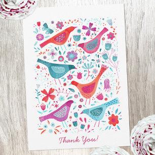 Modern Bird Watercolor Personalisiert Vielen Dank Dankeskarte