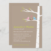 Modern Birds Couples Baby Dusche Einladung Mädchen (Vorne/Hinten)