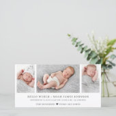 Modern Birth Announcement Foto Collage Card (Stehend Vorderseite)