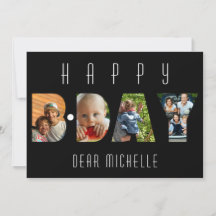Modern Birthday 4 Foto Collage Personalisiert Card
