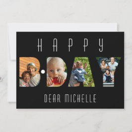 Modern Birthday 4 Foto Collage Personalisiert Card