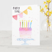 Modern birthday cake watercolor birthday card karte (Gelbe Blume)