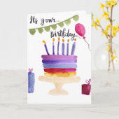 Modern birthday cake watercolor birthday karte (Gelbe Blume)