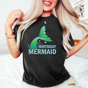 Modern Birthday Mermaid Vintag Black T-Shirt