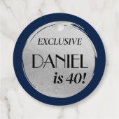 Modern Birthday Navy Blue Silver Geschenkanhänger (Rückseite)