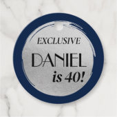 Modern Birthday Navy Blue Silver Geschenkanhänger (Vorderseite)