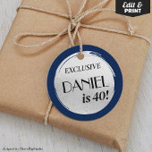 Modern Birthday Navy Blue Silver Geschenkanhänger