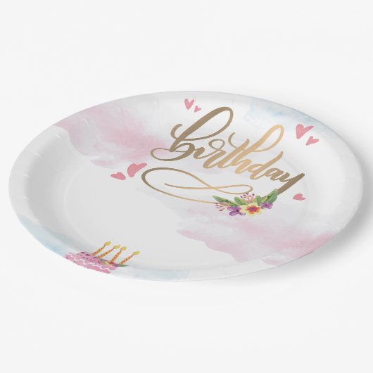 Modern Birthday Pappteller (Schrägansicht)