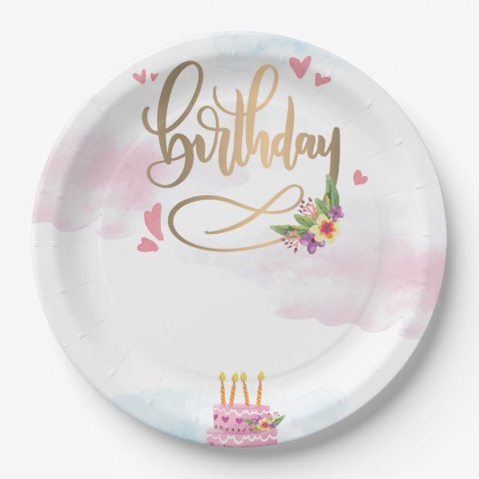 Modern Birthday Pappteller (Vorderseite)