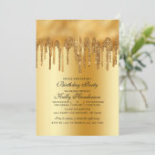 Modern Birthday Party Driving Gold Personalisiert Einladung (Stehend Vorderseite)