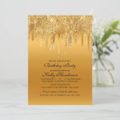 Modern Birthday Party Driving Gold Personalisiert Einladung (Stehend Vorderseite)