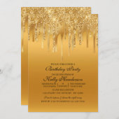 Modern Birthday Party Driving Gold Personalisiert Einladung (Vorne/Hinten)