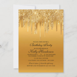 Modern Birthday Party Driving Gold Personalisiert Einladung