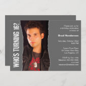 Modern Birthday Party Foto Einladung Dunkelgrau (Vorne/Hinten)