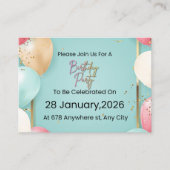 Modern Birthday Party Invitation || Customizable Begleitkarte (Vorderseite)