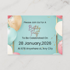  Modern Birthday Party Invitation || Customizable  Begleitkarte