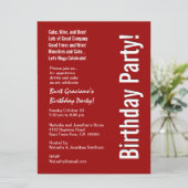 Modern Birthday Party Red and White LARGE Template Einladung (Stehend Vorderseite)