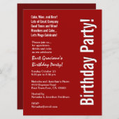 Modern Birthday Party Red and White LARGE Template Einladung (Vorne/Hinten)