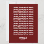 Modern Birthday Party Red and White LARGE Template Einladung (Rückseite)