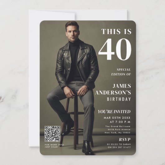 Modern Birthday Photo Magazine Cover Custom Card Einladung (Vorderseite)