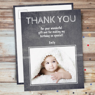Modern Birthday Thank you Photo Card for Kids Postkarte