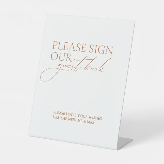 Modern Bitte unterschreiben Sie unser Gästebuch We Sockelschild (Vorderseite)