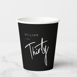 Modern Black 30. Dreißigste Geburtstagsparty Pappbecher