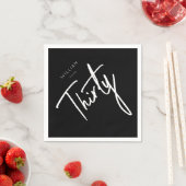 Modern Black 30. Dreißigste Geburtstagsparty Serviette (Beispiel)