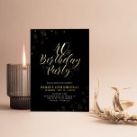 Modern Black 40. Geburtstag Party Real Folieneinladung<br><div class="desc">Feiern Sie Ihren besonderen Tag mit dieser stilvollen Geburtstagsfoto-Einladung für Erwachsene. Dieses Design ist mit einem schicken Goldfolientext "40. Geburtstags-Party" mit einem glitzernden Konfetti auf schwarzem Hintergrund ausgestattet. Sie können die Folienfarbe wählen (Gold/ Silber/ Rose Gold). Weitere Designs und Party-Zubehör sind in meinem Shop BaraBomDesign erhältlich.</div>