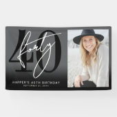 Modern Black 40th Birthday Party Banner (Horizontal)
