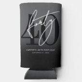 Modern Black 40th Birthday Party Selters Dosenkühler (Rückseite)