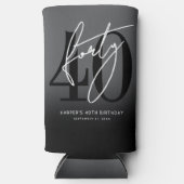 Modern Black 40th Birthday Party Selters Dosenkühler (Vorderseite)