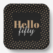 Modern Black 50. Geburtstag Hallo 50 Party Pappteller (Vorderseite)