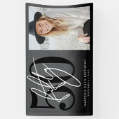 Modern Black 50th Birthday Party Banner (Vertikal)