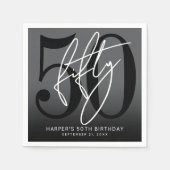 Modern Black 50th Birthday Party Serviette (Vorderseite)
