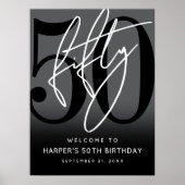 Modern Black 50th Birthday Party Welcome Sign Poster (Vorne)