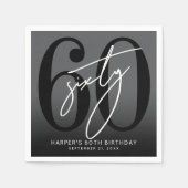 Modern Black 60th Birthday Party Serviette (Vorderseite)