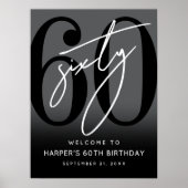 Modern Black 60th Birthday Party Welcome Sign Poster (Vorne)