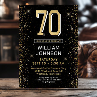 Modern Black 70. Geburtstag Einladung