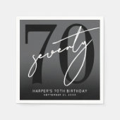 Modern Black 70th Birthday Party Serviette (Vorderseite)