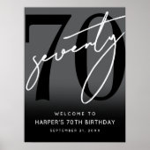Modern Black 70th Birthday Party Welcome Sign Poster (Vorne)