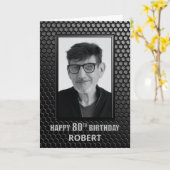 Modern Black 80. Geburtstag Custom Foto Karte (Gelbe Blume)