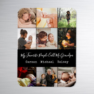 Modern Black 9 Foto Collage für Opa Magnet