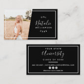 Modern Black Abschluss Foto Insert-Namenskarten Telefonnummerkarte (Vorne/Hinten)